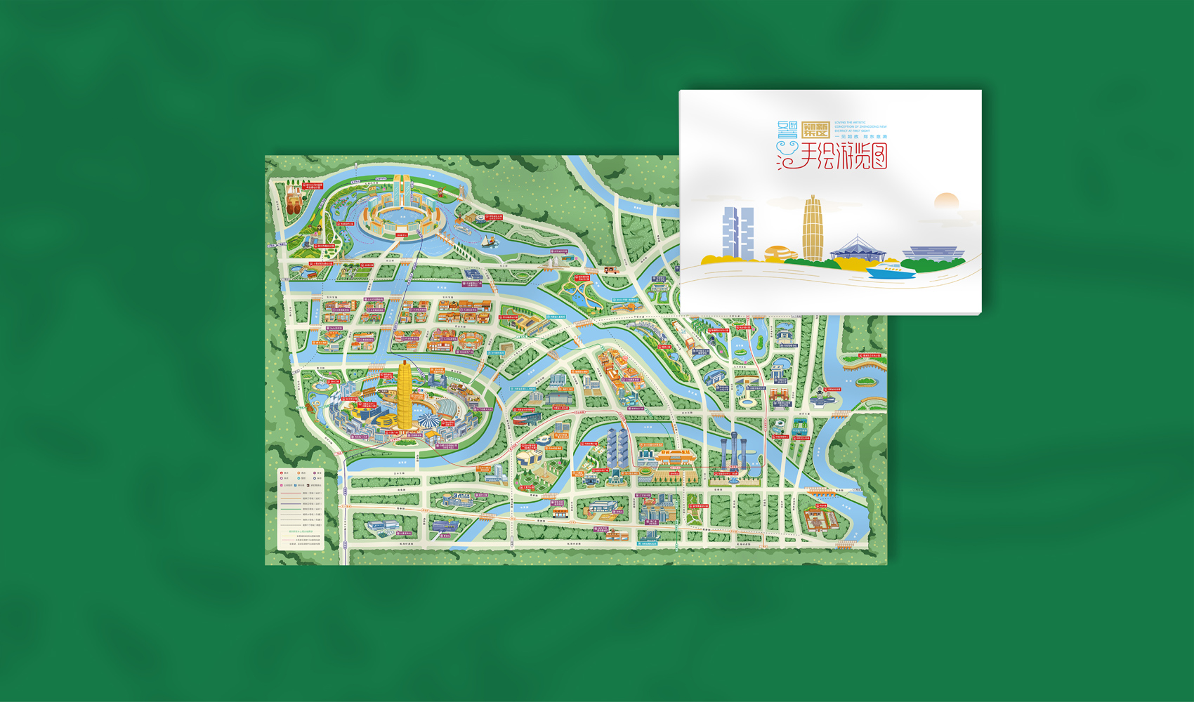 郑东新区手绘游览图